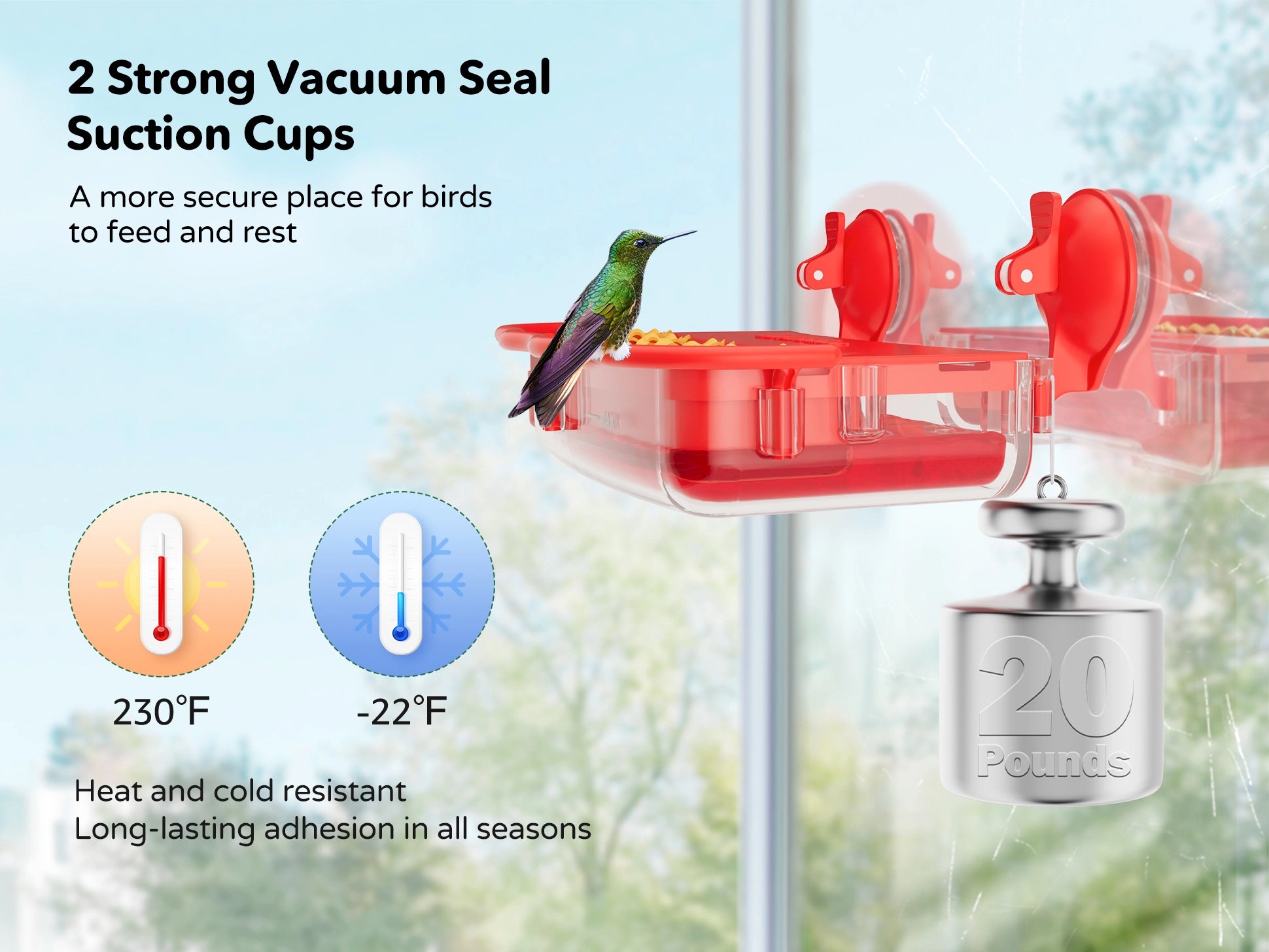 Bilantan hummingbird feeder 2 Strong Vacuum SealSuction Cups