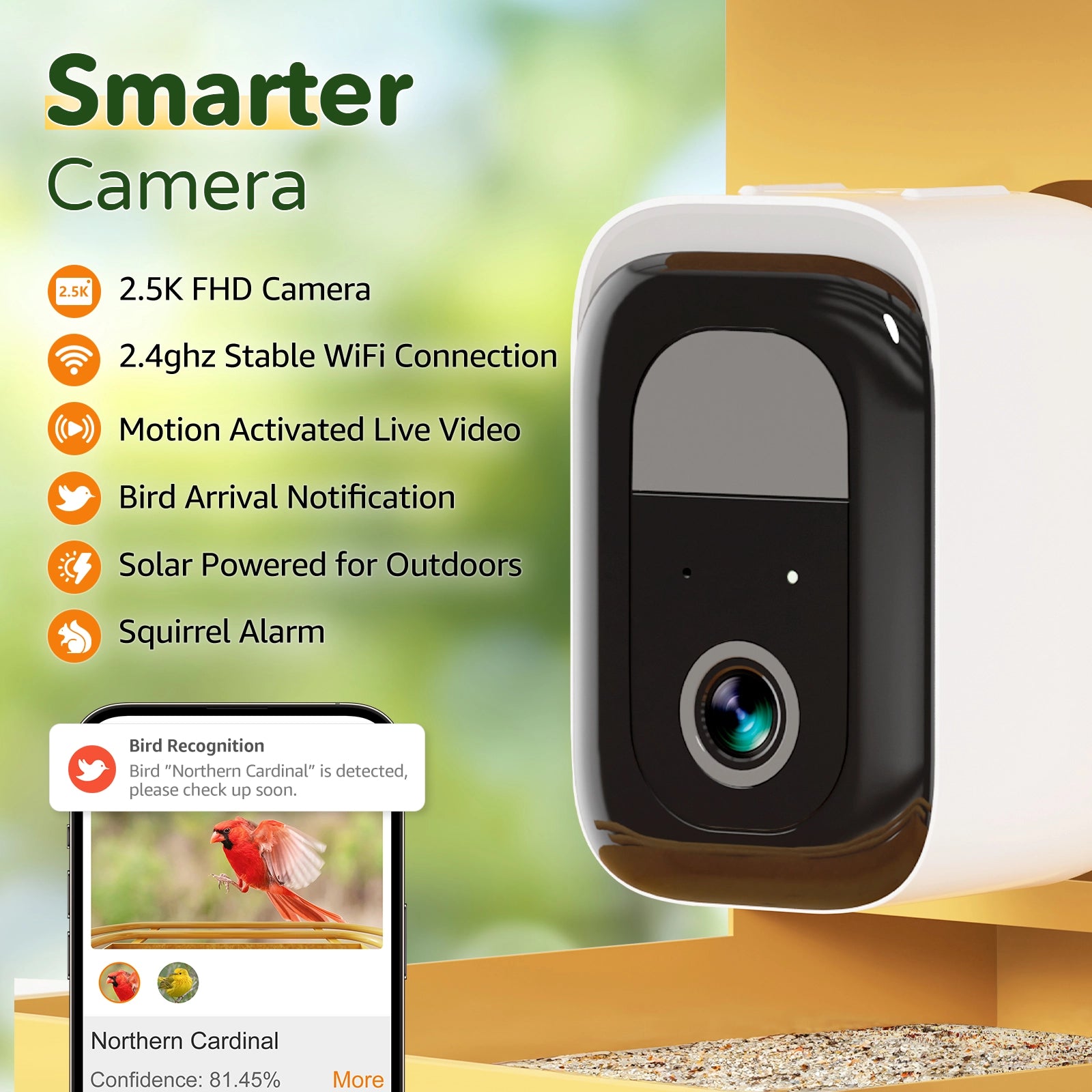 Bilantan BirdHi Mag Bird Feeder with Camera, Only 2.4G WiFi Compatible