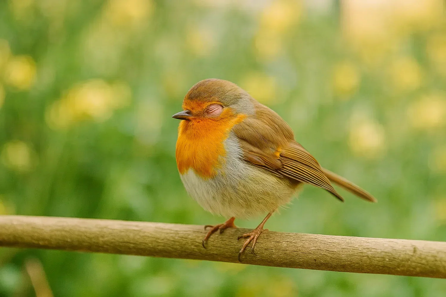 Wild bird quietly perched with mild eye swelling visible
