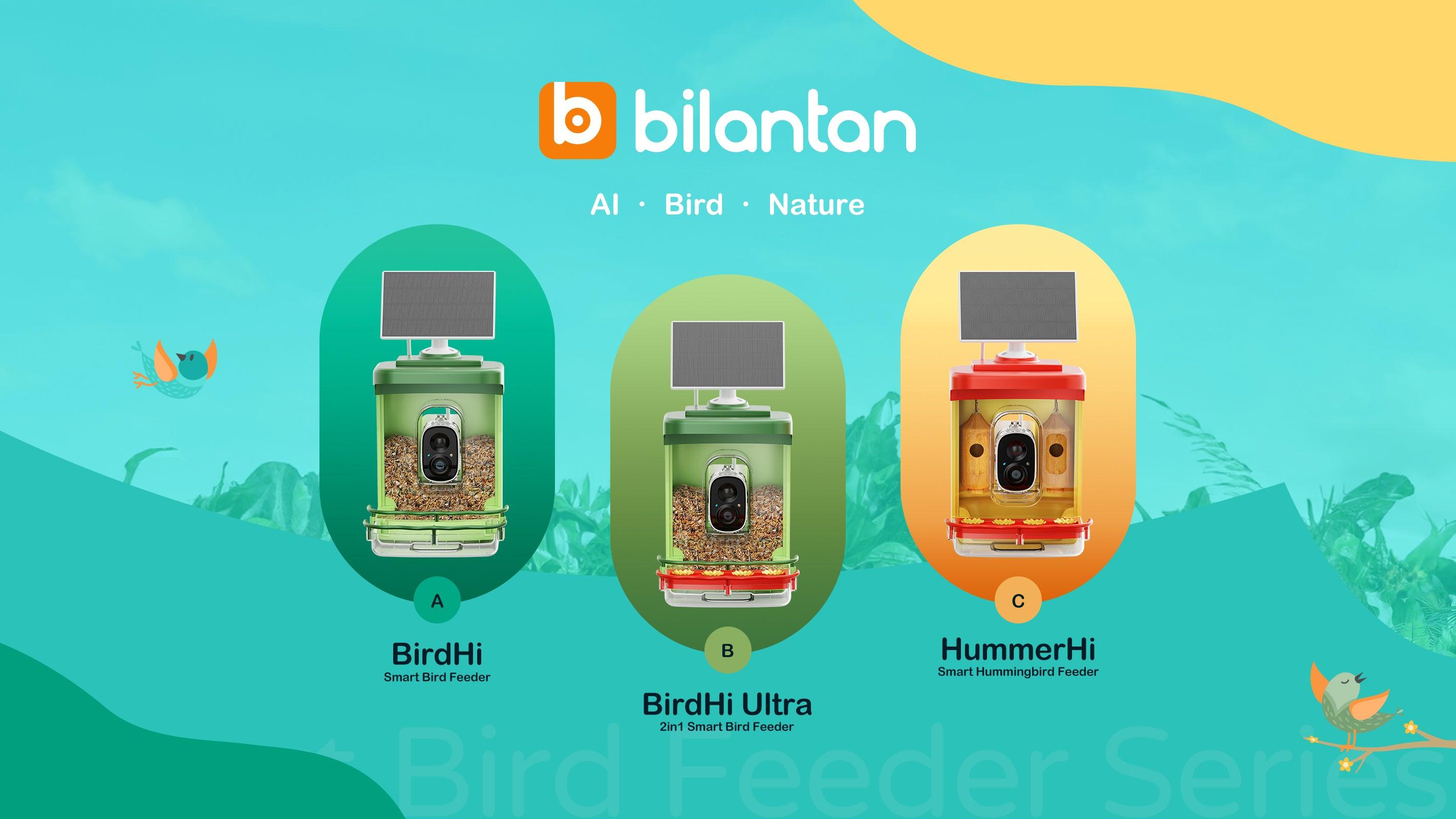 Bilantan Smart Bird Feeder - Your ultimate birdwatching companion! High-def 3MP camera & AI bird ID capture 6000+ species. Get up-close with nature & share moments. Solar-powered for sustainable delight!