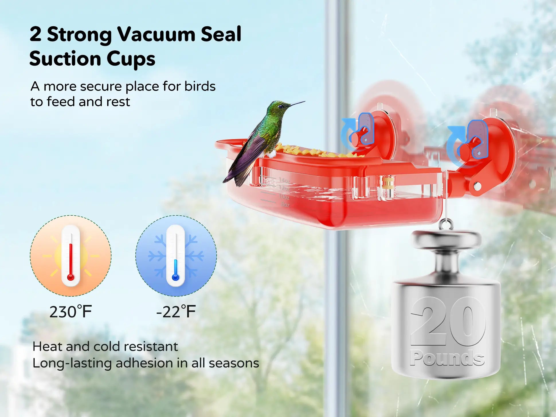 Bilantan hummingbird feeder 2 Strong Vacuum SealSuction Cups
