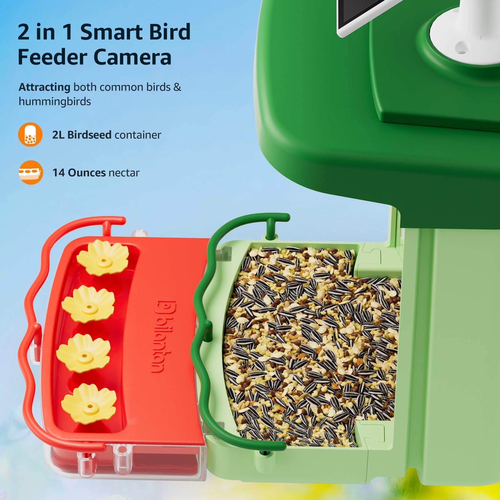 Bilantan BirdHi Ultra 2in1 Bird Feeder with Camera, Only 2.4G WiFi Compatible