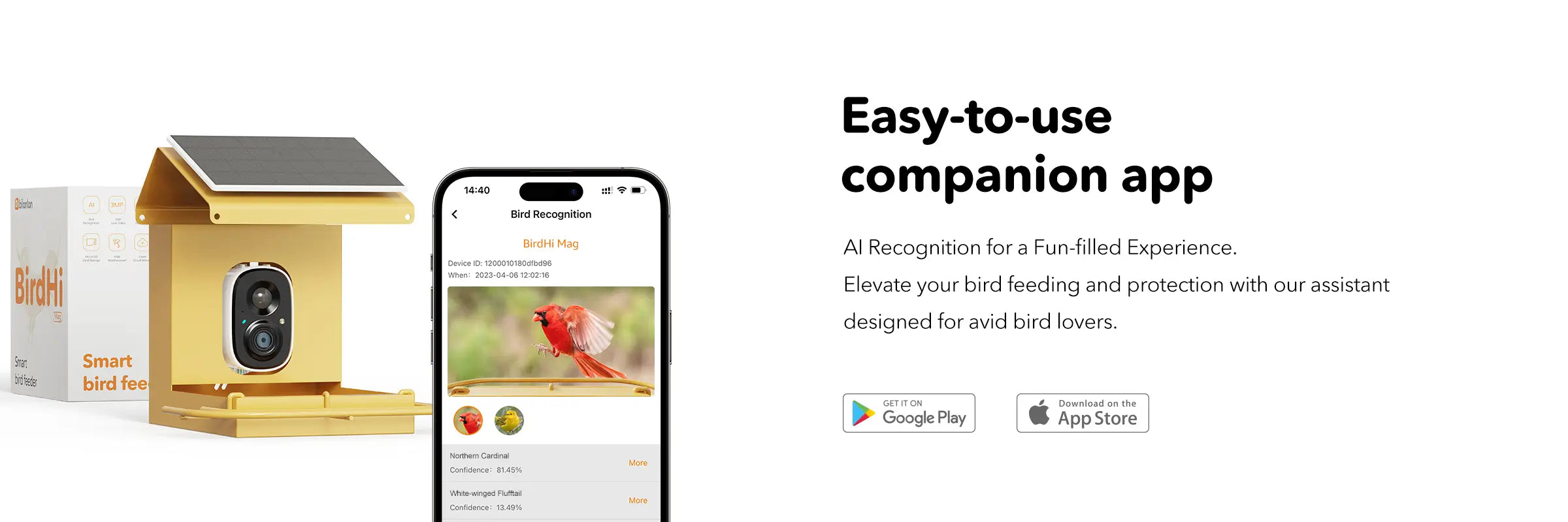 BirdHi Mag Easy-to-use companion app. Bilantan Bird Feeder Camera. bird house with camera