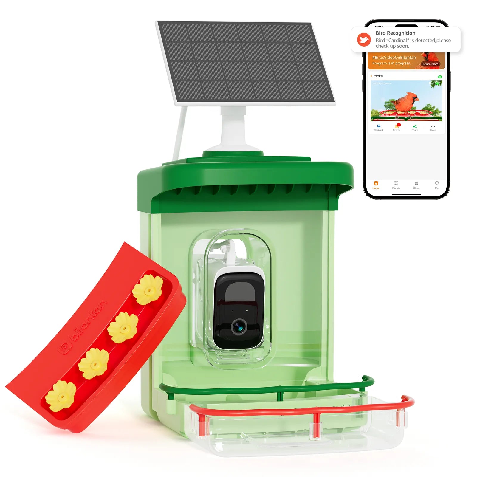 Bilantan BirdHi Ultra 2in1 Bird Feeder with Camera,with rotating solar roofs ensures uninterrupted power